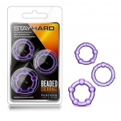 Набор из 3 фиолетовых эрекционных колец Stay Hard Beaded Cockrings - Blush Novelties - в Калининграде купить с доставкой