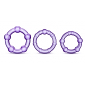 Набор из 3 фиолетовых эрекционных колец Stay Hard Beaded Cockrings - Blush Novelties - в Калининграде купить с доставкой