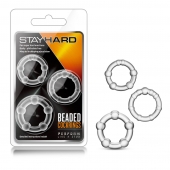 Набор из 3 прозрачных эрекционных колец Stay Hard Beaded Cockrings - Blush Novelties - в Калининграде купить с доставкой