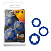 Набор из 3 синих эрекционных колец Stay Hard Beaded Cockrings - Blush Novelties - в Калининграде купить с доставкой