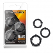 Набор из 3 чёрных эрекционных колец Stay Hard Beaded Cockrings - Blush Novelties - в Калининграде купить с доставкой