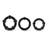 Набор из 3 чёрных эрекционных колец Stay Hard Beaded Cockrings - Blush Novelties - в Калининграде купить с доставкой