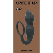 Серое эрекционное кольцо Sensation с анальным стимулятором - Lola Games - в Калининграде купить с доставкой