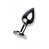 Серебристая анальная пробка с прозрачным кристаллом-сердцем - 8 см. - ToyFa - купить с доставкой в Калининграде