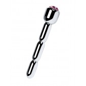 Серебристый уретральный плаг со стразом - 7 см. - ToyFa - купить с доставкой в Калининграде