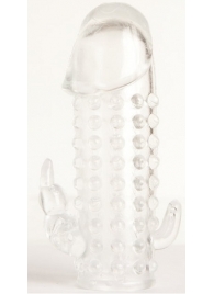 Гелевая прозрачная насадка с 2 отростками - 13 см. - Toyfa Basic - в Калининграде купить с доставкой