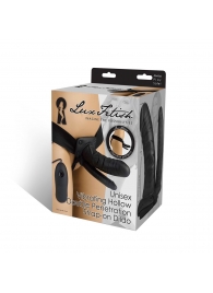 Полый страпон с двумя отростками и вибрацией Unisex Vibrating Hollow Strap-On Double Penetrating Dildo - 17,8 см. - Lux Fetish - купить с доставкой в Калининграде