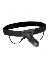 Чёрный полый страпон с вибрацией Unisex Vibrating Hollow Strap-On - 14 см. - Lux Fetish - купить с доставкой в Калининграде