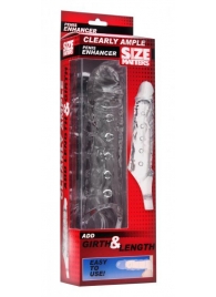 Прозразная закрытая насадка на пенис с поддержкой мошонки Clearly Ample Penis Enhancer - 22 см. - XR Brands - в Калининграде купить с доставкой