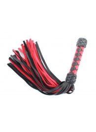 Черно-красная клеть с плетеной ручкой с ромбовидным узором - 45 см. - БДСМ Арсенал - купить с доставкой в Калининграде