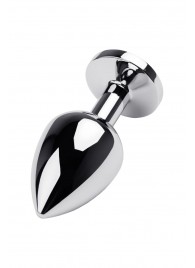 Серебристая коническая анальная пробка с красным кристаллом - 8 см. - ToyFa - купить с доставкой в Калининграде