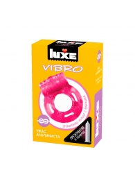 Розовое эрекционное виброкольцо Luxe VIBRO  Ужас Альпиниста  + презерватив - Luxe - в Калининграде купить с доставкой