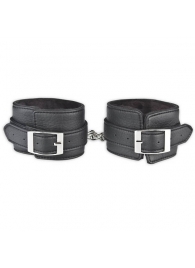 Черные фиксаторы для ног на цепи с мехом внутри - Lux Fetish - купить с доставкой в Калининграде