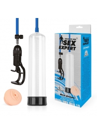 Прозрачная вакуумная помпа Sex Expert с насадкой-вагиной - Sex Expert - в Калининграде купить с доставкой