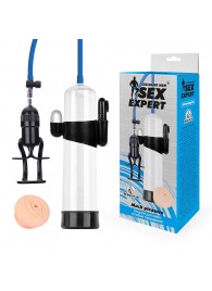 Прозрачная вакуумная вибропомпа Sex Expert с насадкой-вагиной - Sex Expert - в Калининграде купить с доставкой