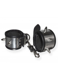 Серебристо-черные наручники с шипами и металлическим блеском - Sitabella - купить с доставкой в Калининграде