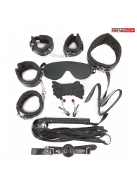 Большой игровой набор БДСМ: наручники, оковы, маска, кляп, плеть, ошейник с поводком, верёвка, зажимы для сосков - Notabu - купить с доставкой в Калининграде