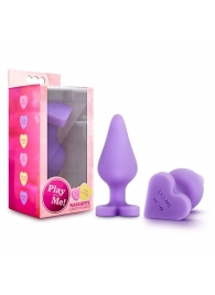 Фиолетовая анальная пробка Naughty Candy Heart Do Me Now - 8,9 см. - Blush Novelties - купить с доставкой в Калининграде