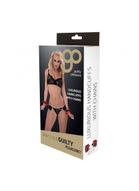 Красно-чёрные наручники на металлической цепочке - Blush Novelties - купить с доставкой в Калининграде