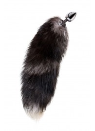 Серебристая металлическая анальная втулка с хвостом чернобурой лисы - размер S - ToyFa - купить с доставкой в Калининграде