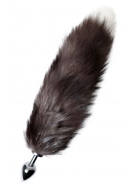 Серебристая металлическая анальная втулка с хвостом чернобурой лисы - размер S - ToyFa - купить с доставкой в Калининграде