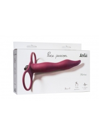 Бордовая вибронасадка для двойного проникновения Flirtini - 15,9 см. - Lola Games - купить с доставкой в Калининграде