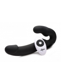Черный безремневой страпон Urge Silicone Strap On с пультом ДУ - 24 см. - XR Brands - купить с доставкой в Калининграде