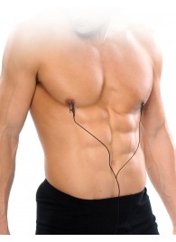 Черные электрические зажимы для сосков Shock Therapy Nipple Clamps - Pipedream - купить с доставкой в Калининграде