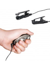 Черные электрические зажимы для сосков Shock Therapy Nipple Clamps - Pipedream - купить с доставкой в Калининграде