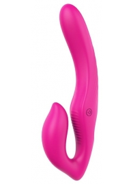 Ярко-розовый безремневой страпон REMOTE DOUBLE DIPPER - 22 см. - Dream Toys - купить с доставкой в Калининграде
