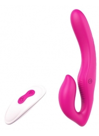 Ярко-розовый безремневой страпон REMOTE DOUBLE DIPPER - 22 см. - Dream Toys - купить с доставкой в Калининграде