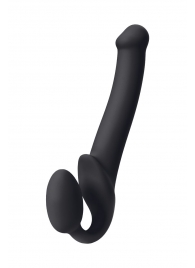 Черный безремневой страпон Silicone Bendable Strap-On M - Strap-on-me - купить с доставкой в Калининграде