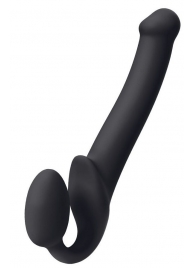 Черный безремневой страпон Silicone Bendable Strap-On M - Strap-on-me - купить с доставкой в Калининграде