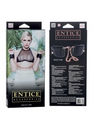 Черные мягкие наручники Entice French Cuffs с цепью - California Exotic Novelties - купить с доставкой в Калининграде