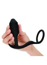Черное эрекционное кольцо с анальным плагом Snug   Tug - b-Vibe - в Калининграде купить с доставкой