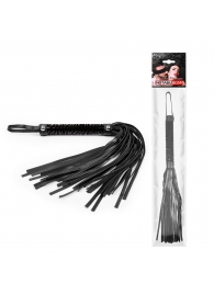 Черная гладкая плеть-флоггер с ручкой - 40 см. - Notabu - купить с доставкой в Калининграде