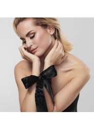 Черные ленты для связывания SILKY SENSUAL HANDCUFFS - Bijoux Indiscrets - купить с доставкой в Калининграде