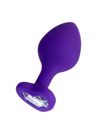 Фиолетовая анальная втулка Diamond Heart с прозрачным кристаллом - 8 см. - ToyFa - купить с доставкой в Калининграде