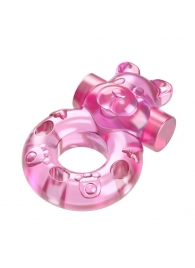 Розовое эрекционное виброкольцо на пенис Pink Bear - Baile - в Калининграде купить с доставкой