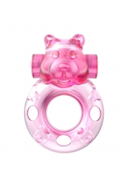 Розовое эрекционное виброкольцо на пенис Pink Bear - Baile - в Калининграде купить с доставкой