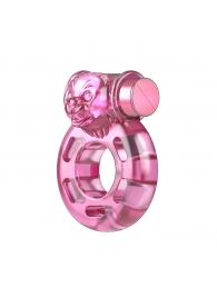 Розовое эрекционное кольцо с вибрацией Pink Bear - Baile - в Калининграде купить с доставкой
