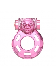 Розовое эрекционное кольцо с вибрацией Pink Bear - Baile - в Калининграде купить с доставкой
