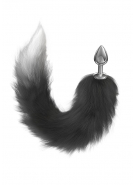 Серебристая анальная пробка с черным хвостом Galaxy - Lola Games - купить с доставкой в Калининграде