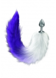 Серебристая анальная пробка с фиолетовым хвостом Galaxy - Lola Games - купить с доставкой в Калининграде