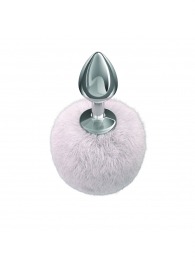 Серебристая анальная пробка с белым пушистым хвостиком Twinkle - Lola Games - купить с доставкой в Калининграде