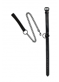 Черный ошейник Sin с поводком - Lola Games - купить с доставкой в Калининграде