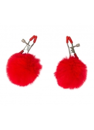 Зажимы на соски Angelic с красными меховыми шариками - Lola Games - купить с доставкой в Калининграде
