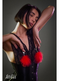 Зажимы на соски с красным пухом Euphoric - Lola Games - купить с доставкой в Калининграде