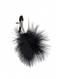 Зажимы на соски с черным пухом Euphoric - Lola Games - купить с доставкой в Калининграде