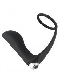 Черное эрекционное кольцо с анальной вибропробкой Vibrating Ring   Plug - Orion - в Калининграде купить с доставкой